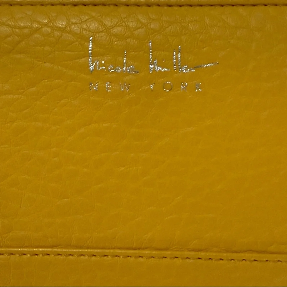 Nicole Miller Mustard Yellow Pebbled Leather Zip Around Wallet